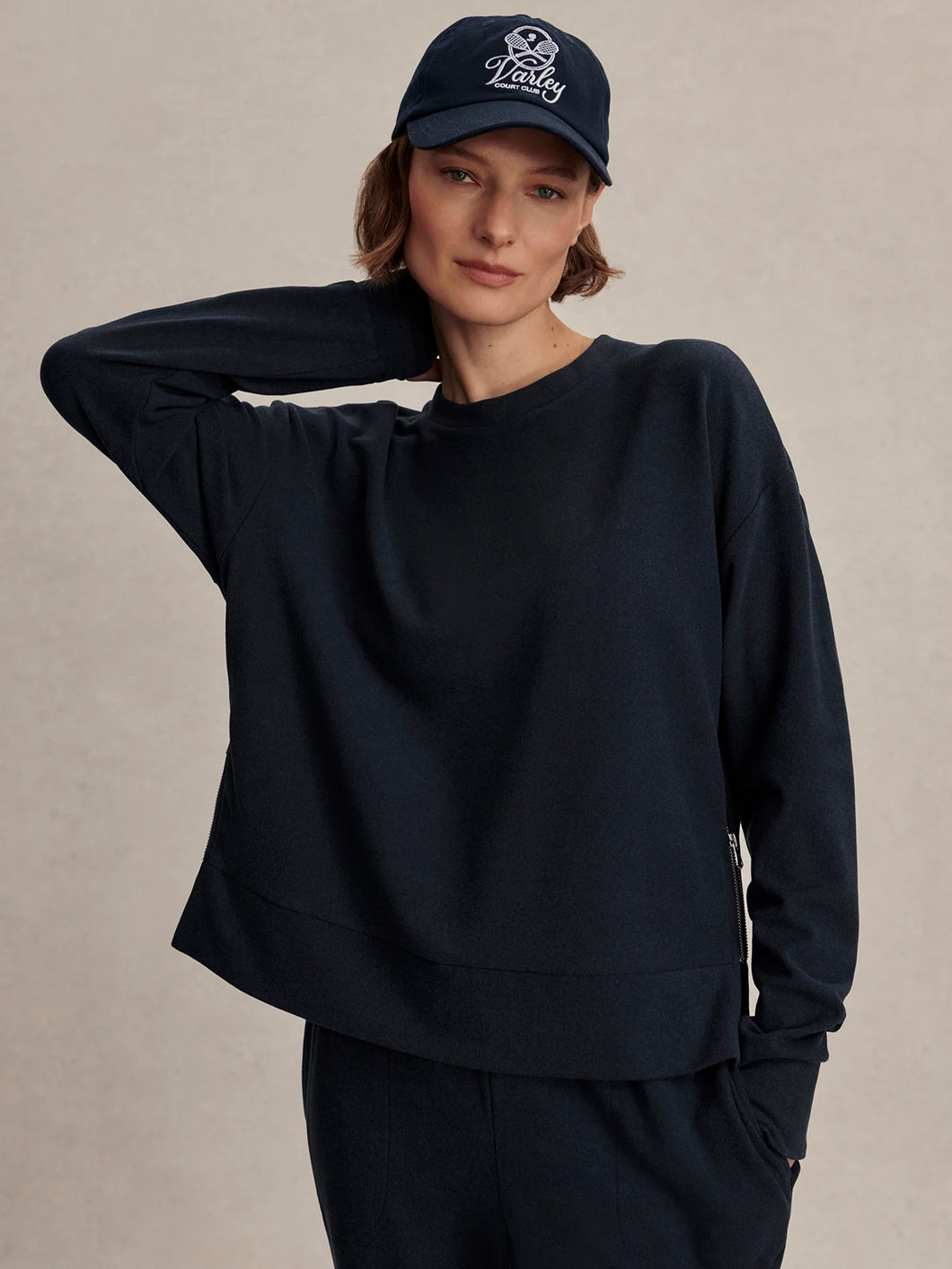 VARLEY HORTON SIDE ZIP MIDLAYER - NAVY MARL
