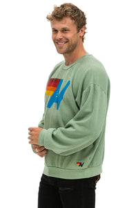 AVIATOR NATION LOGO RELAXED CREW SWEATSHIRT - SAGE