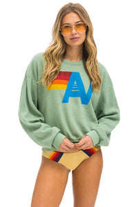 AVIATOR NATION LOGO RELAXED CREW SWEATSHIRT - SAGE