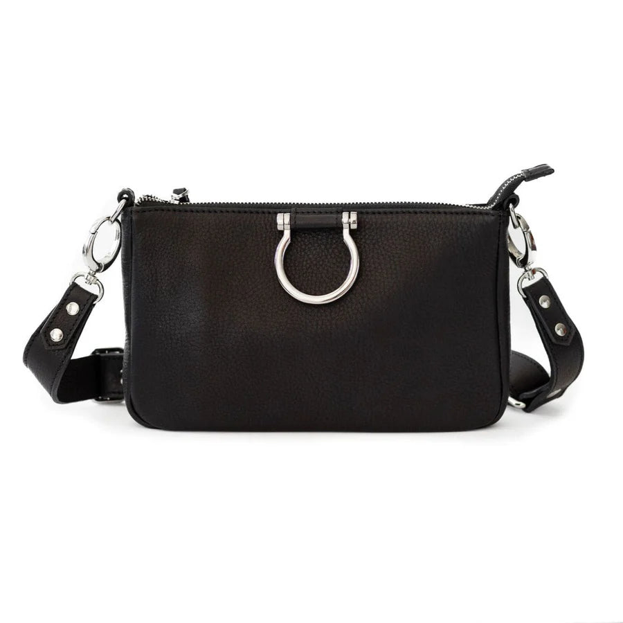 SAPAHN ADA CROSSBODY - SILVER BLACK RAW LEATHER