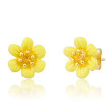 Load image into Gallery viewer, TAI ENAMEL FLOWER STUDS - YELLOW
