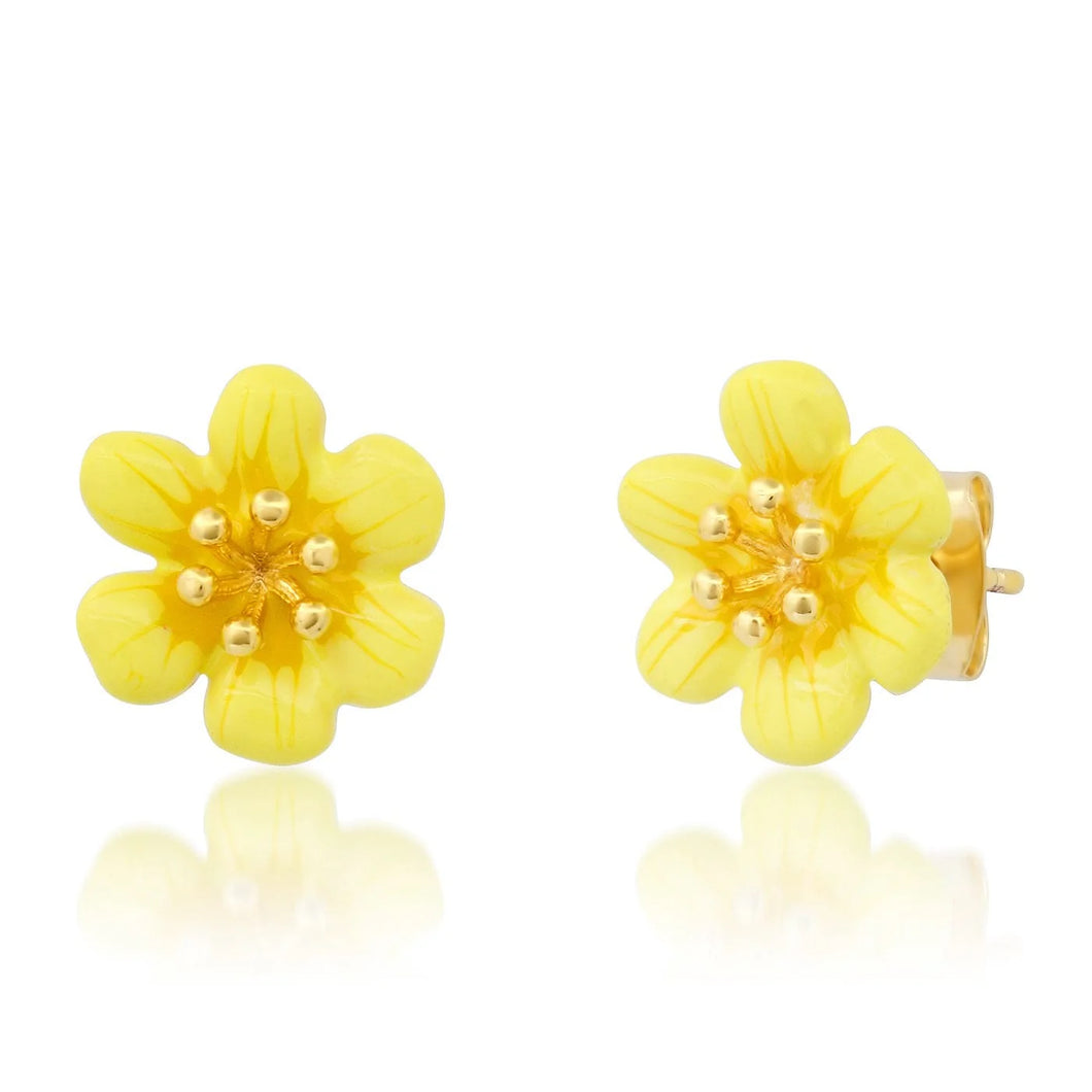 TAI ENAMEL FLOWER STUDS - YELLOW