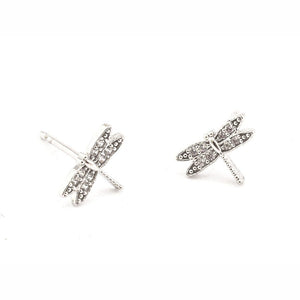 TAI PAVE DRAGONFLY POST EARRINGS - SILVER