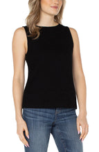 Load image into Gallery viewer, LIVERPOOL SLEEVELESS BOAT NECK RIB KNIT TOP - BLACK
