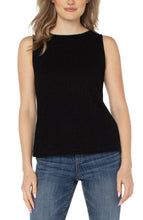 Load image into Gallery viewer, LIVERPOOL SLEEVELESS BOAT NECK RIB KNIT TOP - BLACK
