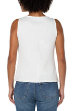 Load image into Gallery viewer, LIVERPOOL SLEEVELESS BOAT NECK RIB KNIT TOP - SNOW
