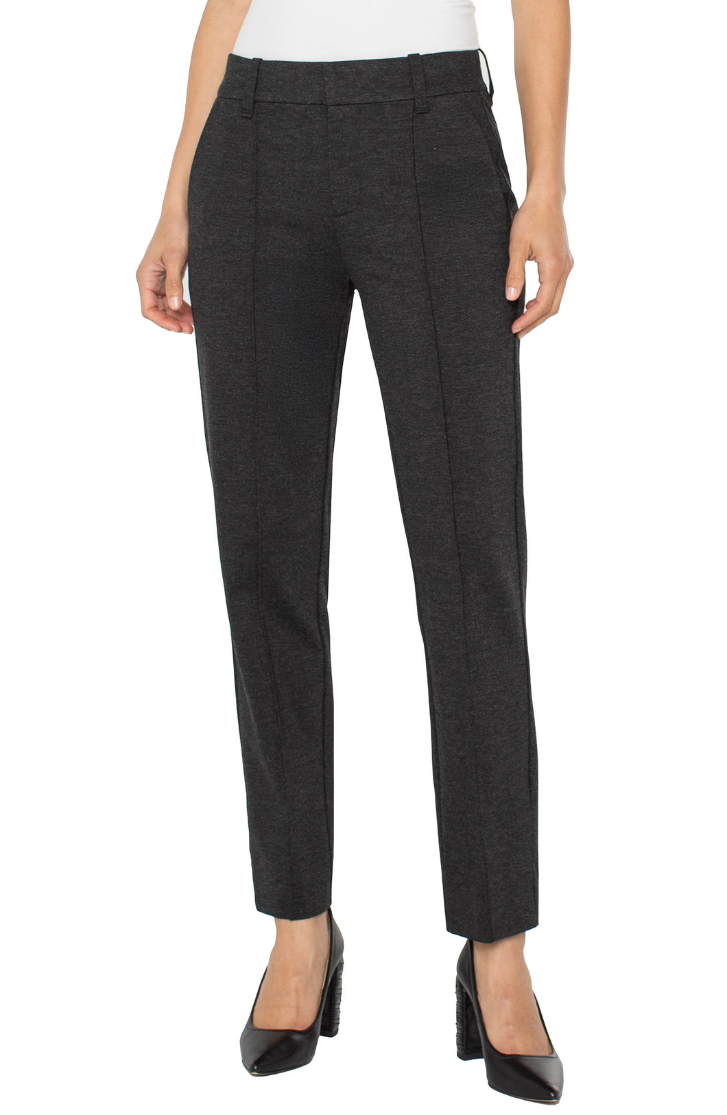 LIVERPOOL GEMMA CIGARETTE TROUSER - HEATHERED CHARCOAL