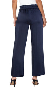LIVERPOOL BELTED PAPERBAG WIDE LEG - NAVY ECLIPSE