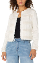 Load image into Gallery viewer, LIVERPOOL COLLARLESS JACKET WITH FRAY &amp; LACE - BONE
