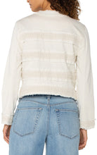 Load image into Gallery viewer, LIVERPOOL COLLARLESS JACKET WITH FRAY &amp; LACE - BONE
